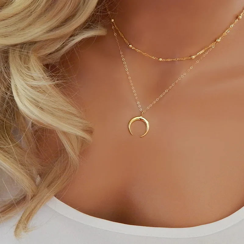 Colar Feminino Luar Banhado em Ouro 18K