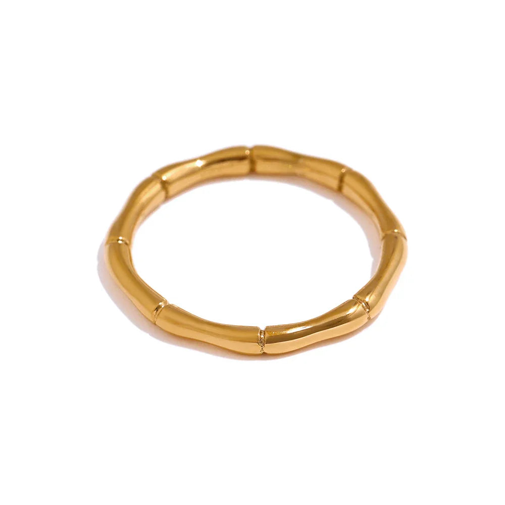 Anel Feminino Bambu Banhado em Ouro 18K