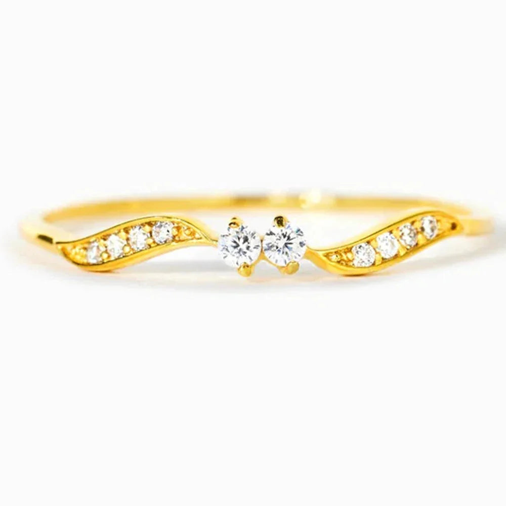 Anel Feminino Ocean com Pedra Zircônia Banhado em Ouro 18K