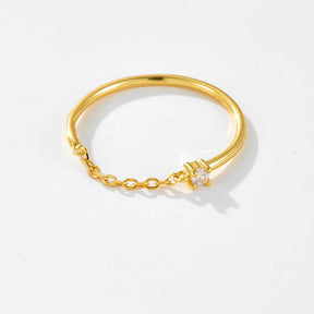 Anel Feminino Fino Rock com Pedra Zircônia Banhado em Ouro 18K