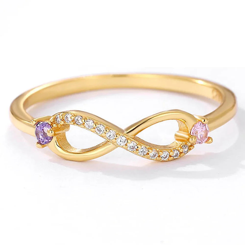 Anel Feminino Infinity Louies Banhado em Ouro 18K