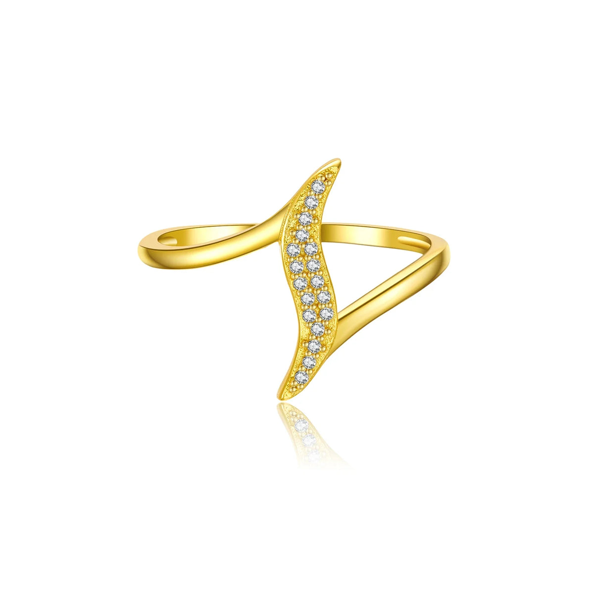 Anel Feminino Zefend com Pedra Zircônia Banhado em Ouro 18K