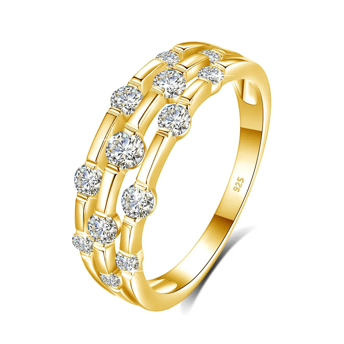 Anel Feminino Eternity com Pedra Zircônia Banhado em Ouro 18K