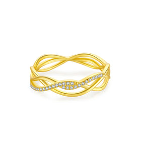 Anel Feminino Twists Band Banhado em Ouro 18K