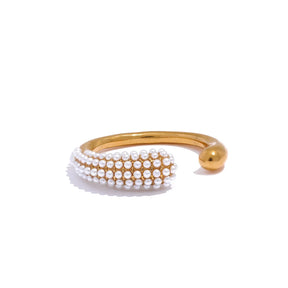 Anel Feminino Perola Banhado em Ouro 18K