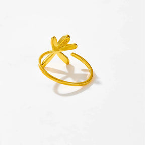 Anel Feminino Flower Leaf Banhado em Ouro 18K