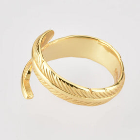 Anel Feminino Feathers Banhado em Ouro 18K