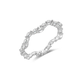 Anel Feminino Cristal com Pedra Zircônia Banhado em Ouro Branco 18K