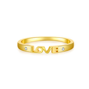 Anel Feminino Love com Pedra Zircônia Banhado em Ouro 18K