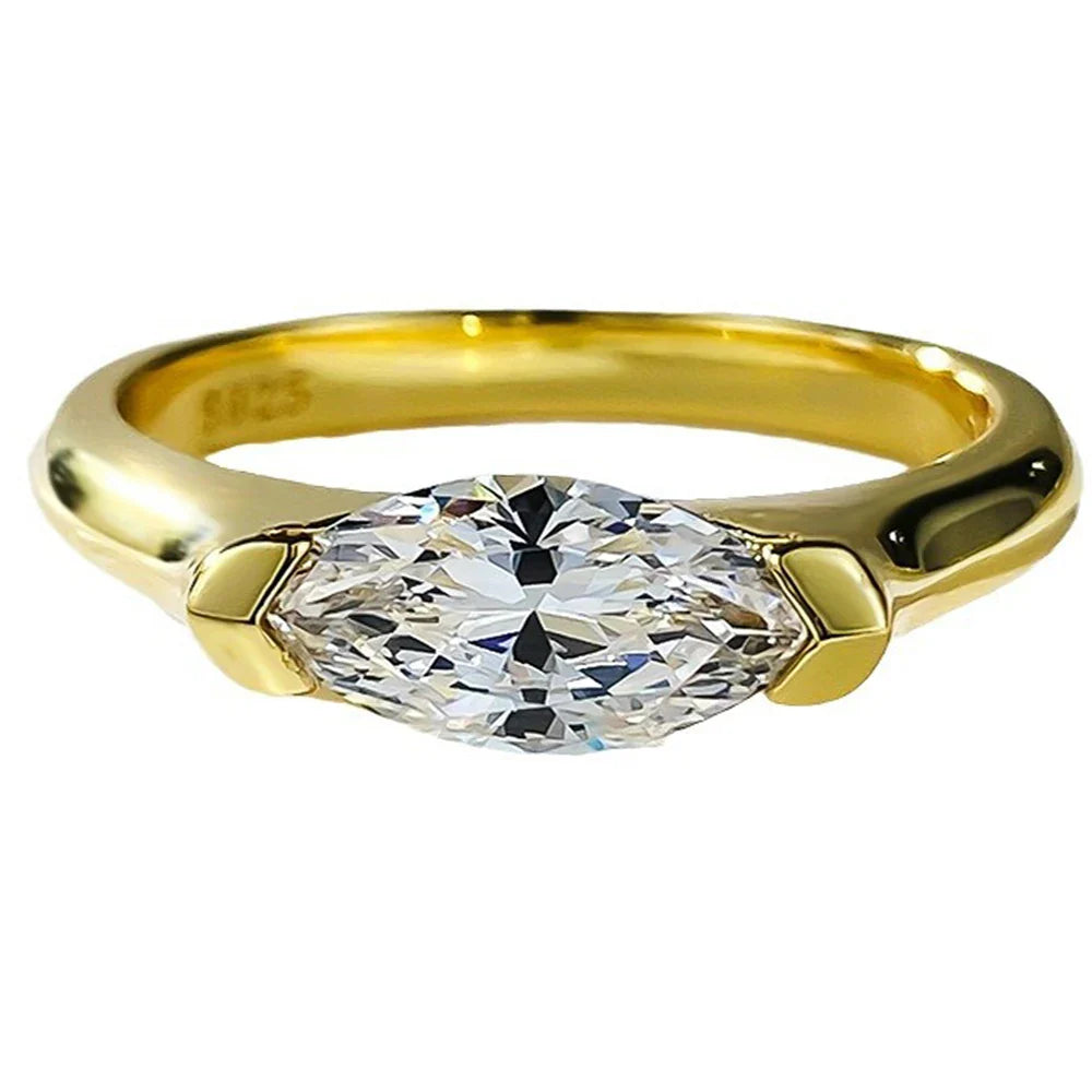 Anel Feminino Marquise Banhado em Ouro 18K