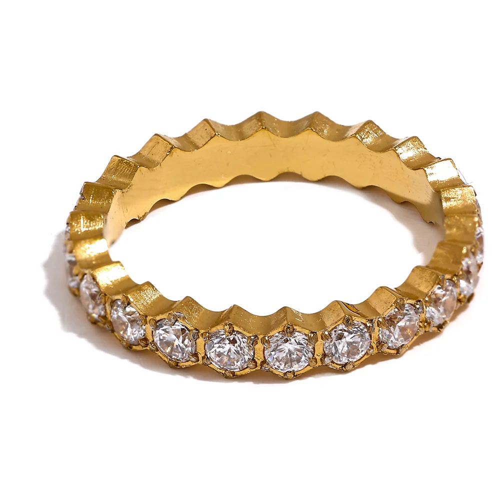 Anel Feminino Bling com Pedra Zircônia Banhado em Ouro 18K