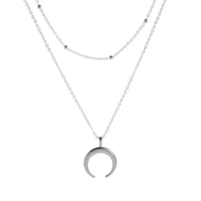 Colar Feminino Luar Banhado em Ouro Branco 18K