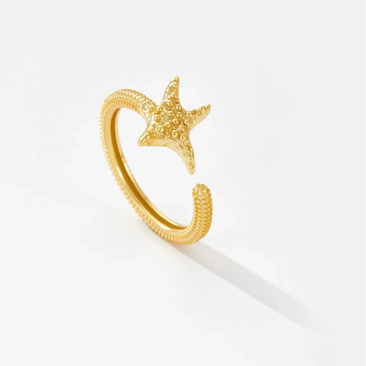 Anel Feminino Starfish Banhado em Ouro 18K