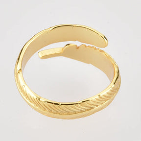 Anel Feminino Feathers Banhado em Ouro 18K