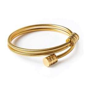 Bracelete Feminino Espiral Tríplice Banhada em Ouro 18K