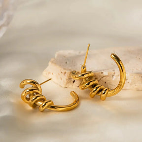 Brinco Feminino Estilo Espiral Banhado em Ouro 18K