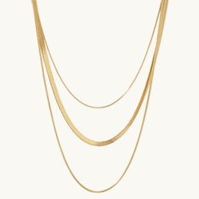 Colar Feminino Trio Camadas de Malha Banhado em Ouro 18K