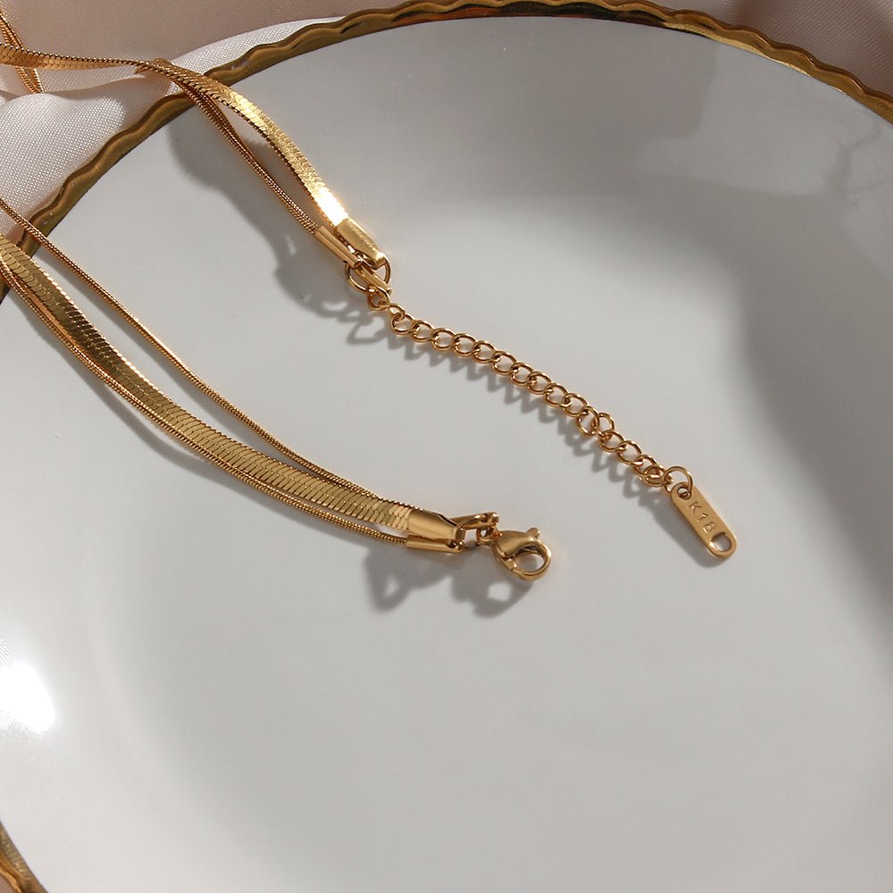 Colar Feminino Trio Camadas de Malha Banhado em Ouro 18K