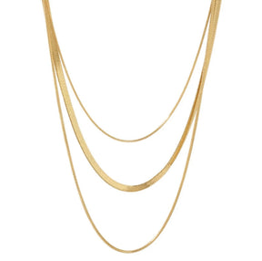 Colar Feminino Trio Camadas de Malha Banhado em Ouro 18K