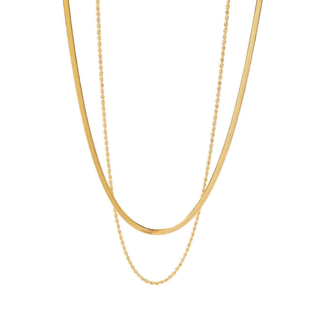 Mix Colar Feminino em Camadas Banhado em Ouro 18k