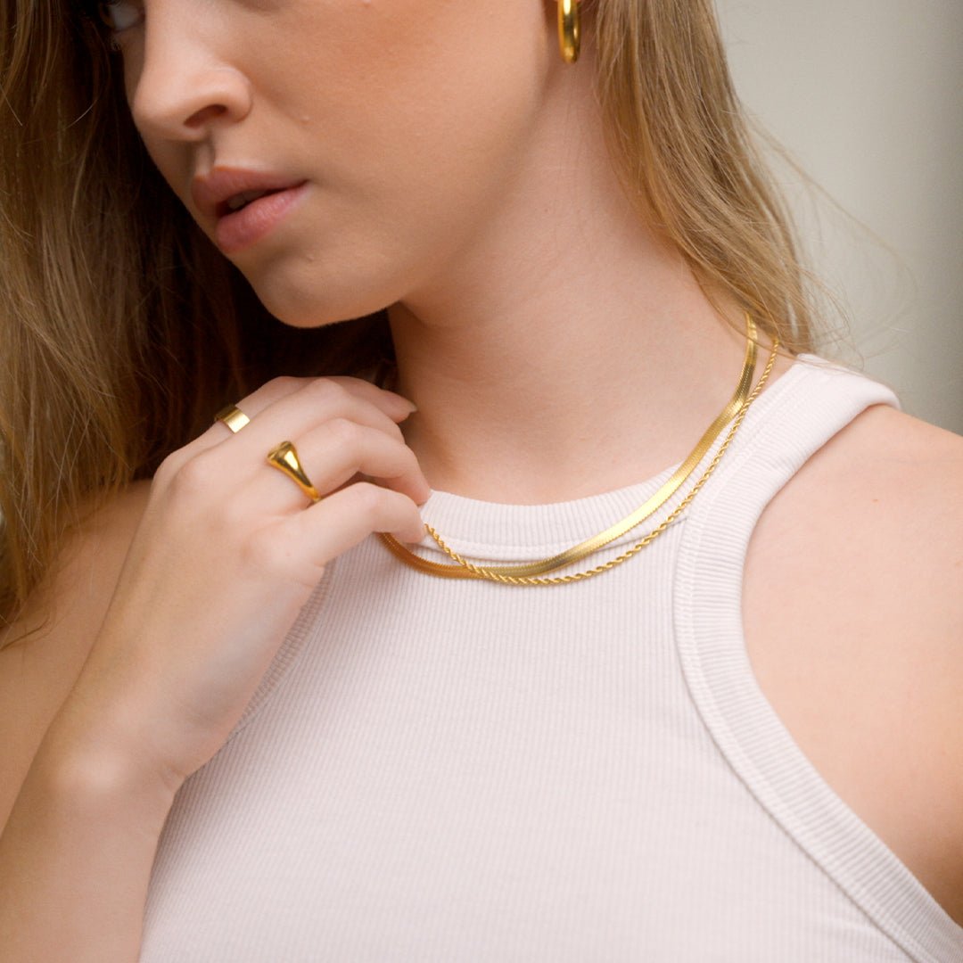 Mix Colar Feminino em Camadas Banhado em Ouro 18k