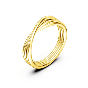 Anel Feminino Twisted Banhado em Ouro 18K